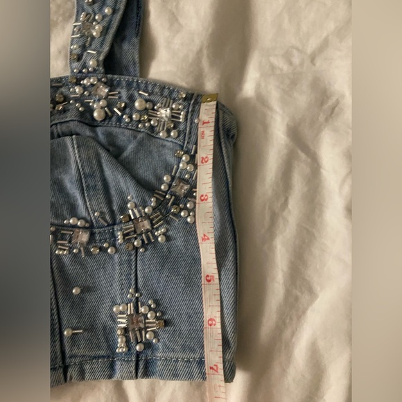 PatBo Hand-beaded Denim Top NWT - Picture 9 of 16